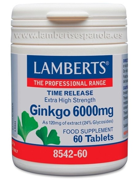 GINKGO BILOBA 6000 MG 60 TAB LAMBERTS