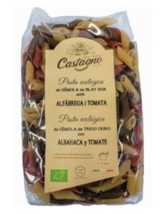MACARRONES TRICOLOR TOMATE Y ALBAHACA ECO CASTAGNO