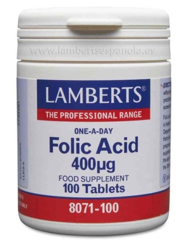 ACIDO FOLICO 400 MCG 100 TABLETAS LAMBERTS