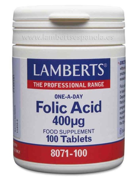 ACIDO FOLICO 400 MCG 100 TABLETAS LAMBERTS ACIDO FOLICO 400 MCG 100 TABLETAS LAMBERTS