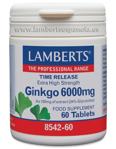 GINKGO BILOBA 6000 MG 60 TAB LAMBERTS