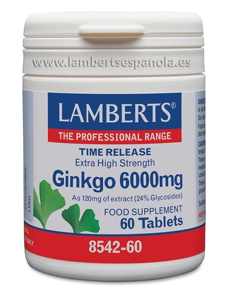 GINKGO BILOBA 6000 MG 60 TAB LAMBERTS